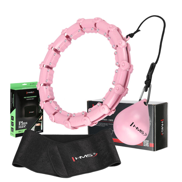 HULA-HOOP-REIFEN HHW11 LIGHT PINK MIT MASSAGENOPPEN UND SCHWERKRAFTBALL + BR163 BLACK PLUS SIZE HMS