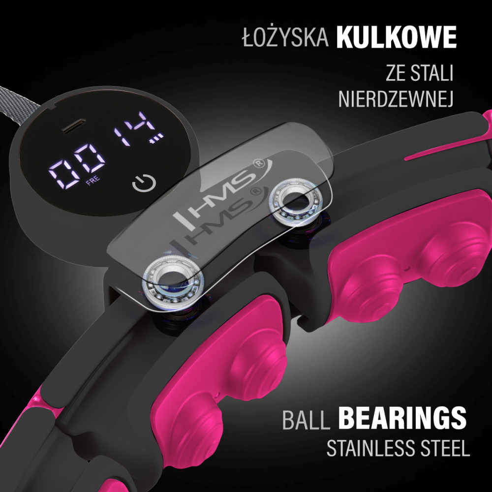 HULA HOOP SCHWARZ/PINK MIT MAGNETEN, GEWICHT UND ZÄHLER HMS
