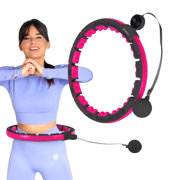 HULA HOOP SCHWARZ/PINK MIT MAGNETEN, GEWICHT UND ZÄHLER HMS
