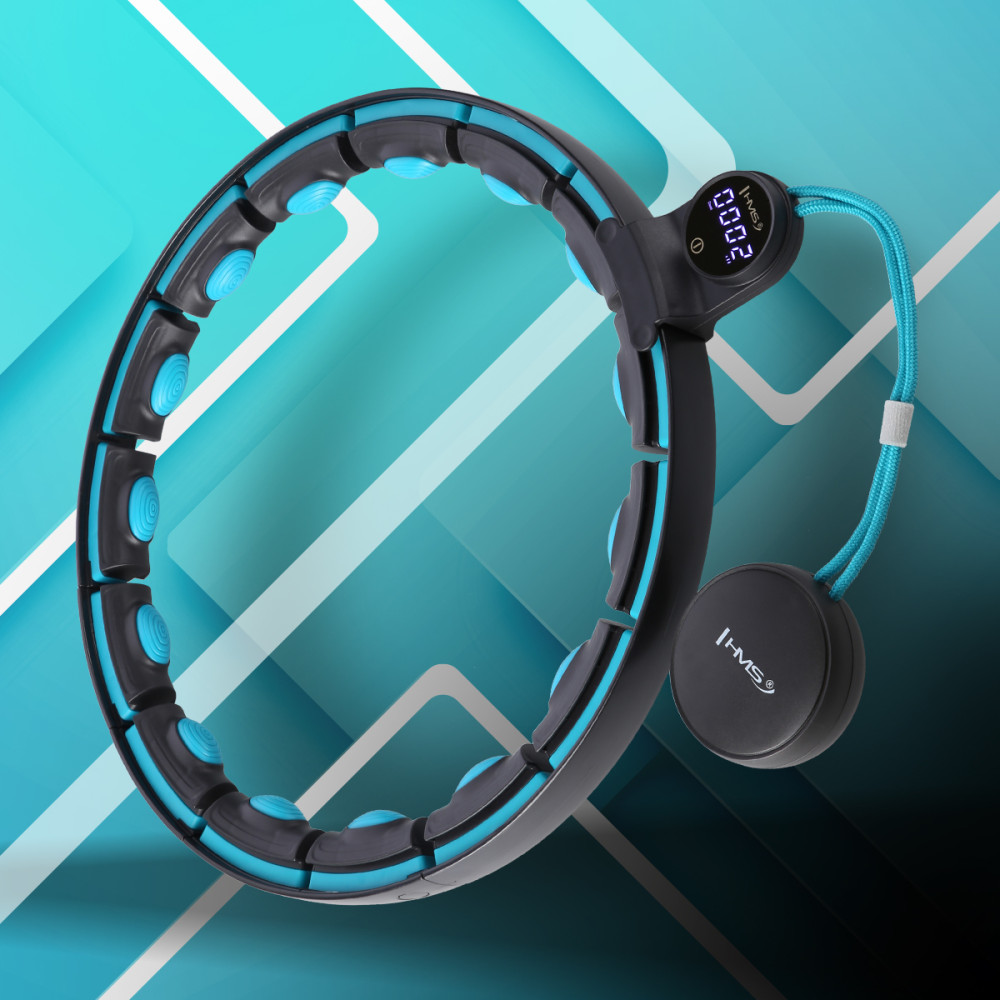 HULA HOOP SCHWARZ/TÜRKIS MIT MAGNETEN, GEWICHT UND ZÄHLER HMS