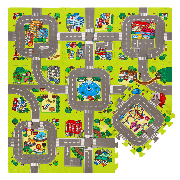 KINDERMATTE PUZZLE CARS 9 TEILE 90×90 CM NILS FUN