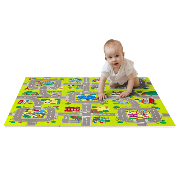 KINDERMATTE PUZZLE CARS 9 TEILE 90×90 CM NILS FUN