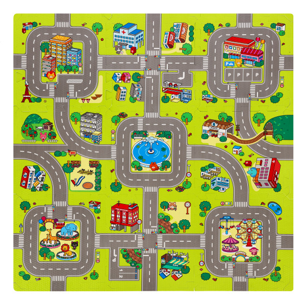 KINDERMATTE PUZZLE CARS 9 TEILE 90×90 CM NILS FUN