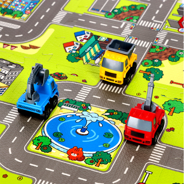 KINDERMATTE PUZZLE CARS 9 TEILE 90×90 CM NILS FUN