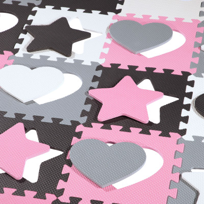KINDERMATTE PUZZLE LAUFSTALL PINK HEARTS 36 TEILE 140×140...