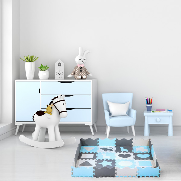 KINDERMATTE PUZZLE LAUFSTALL MINT 36 TEILE 140×140 CM NILS FUN