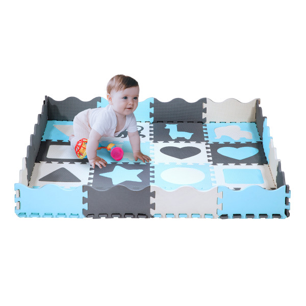 KINDERMATTE PUZZLE LAUFSTALL MINT 36 TEILE 140×140 CM NILS FUN