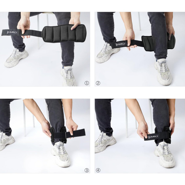 GEWICHTSMANSCHETTEN FÜR KNÖCHEL UND HANDGELENKE VERSTELLBAR 2 x 0,5 KG HMS