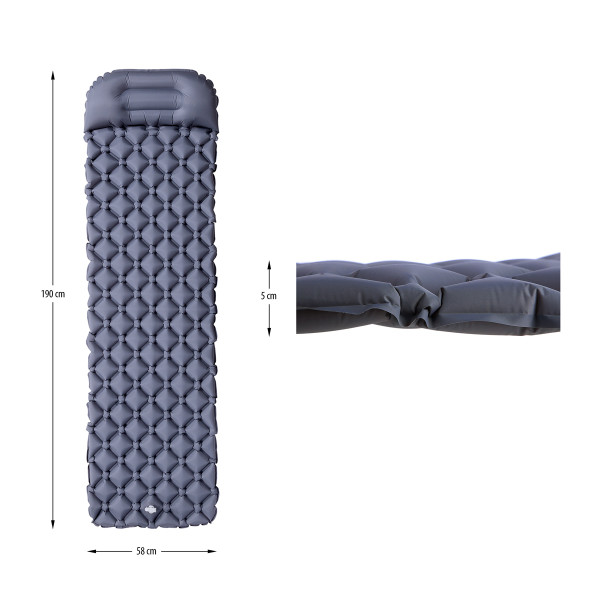 GRAU TOURISTISCHE MATTE MIT DER LUFTPUMPE NILS CAMP