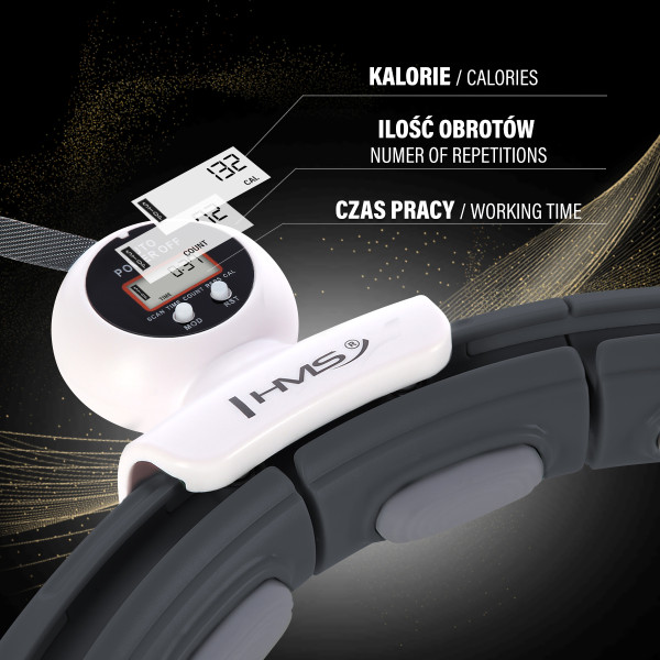 HULA HOOP SCHWARZ MIT MAGNET, GEWICHT UND ZÄHLER HMS