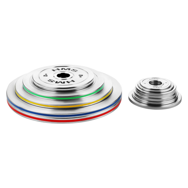 SET KALIBRIERTE OLYMPISCHE STAHLGEWICHTSSCHEIBEN 2 X 1,5–5,0 KG (22 KG) HMS