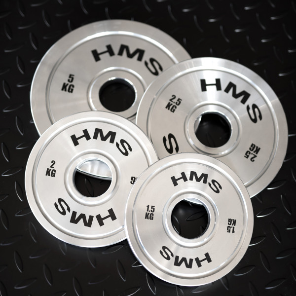 SET KALIBRIERTE OLYMPISCHE STAHLGEWICHTSSCHEIBEN 2 X 1,5–5,0 KG (22 KG) HMS