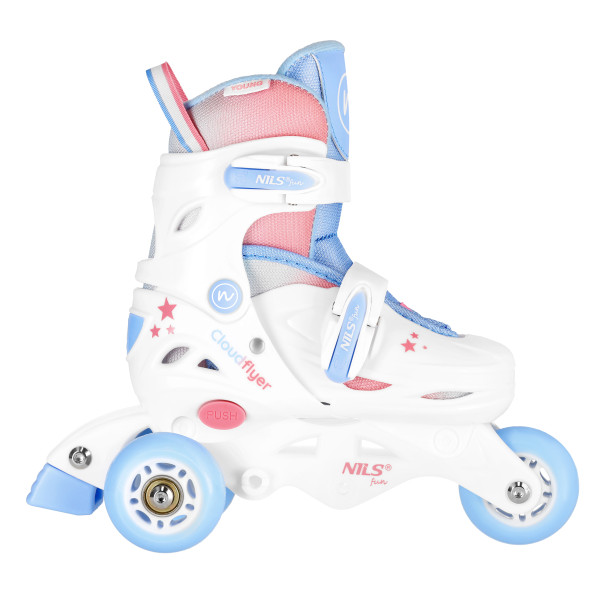 INLINE-SKATES 3-IN-1 THREE STEPS MIT ROLLERSKATES WEISS GR. XS (26–29) NILS FUN