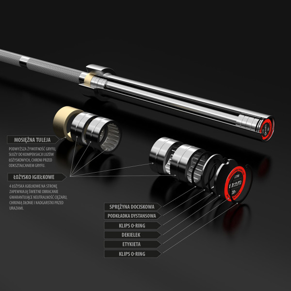 OLYMPISCHE LANGSTANGE 220 CM HMS MIT VERSCHLÜSSEN LOCK JAW BLACK