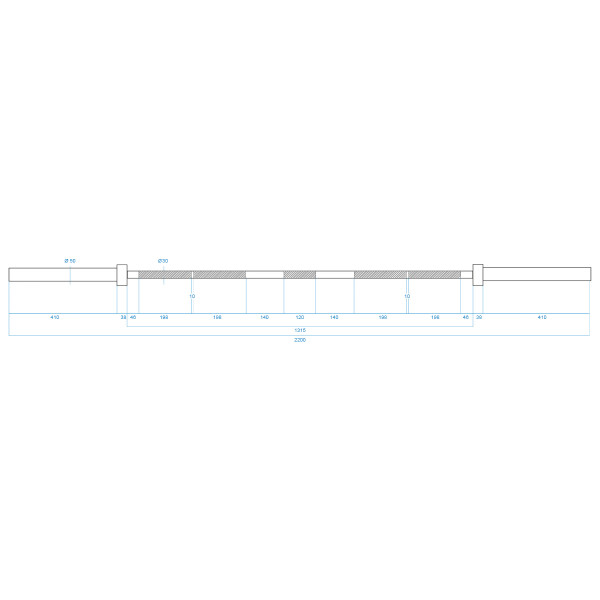 OLYMPISCHE LANGSTANGE 220 CM HMS MIT VERSCHLÜSSEN LOCK JAW BLACK