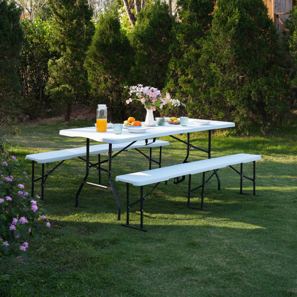 GARTENBANK WEIß 183 CM – KLAPPBAR NILS CAMP