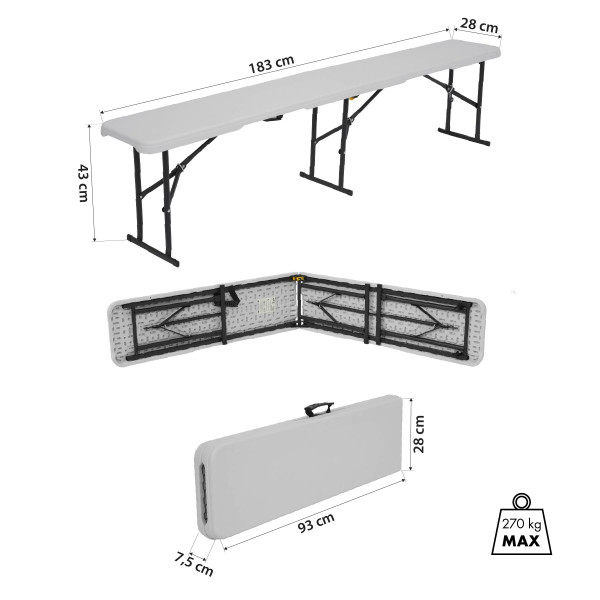 GARTENBANK WEIß 183 CM – KLAPPBAR NILS CAMP