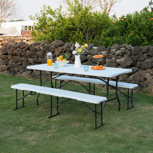 GARTENBANK WEIß 183 CM – KLAPPBAR NILS CAMP