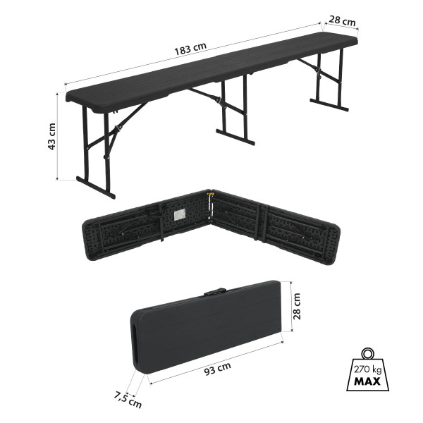 GARTENBANK ANTHRAZIT 183 CM – FALTBANK NILS CAMP