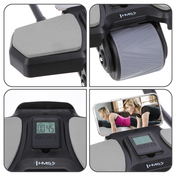 BLACK AUTOMATISCHES ABS-ROLLE MIT STÜTZE FÜR BAUCHMUSKELTRAINING HMS