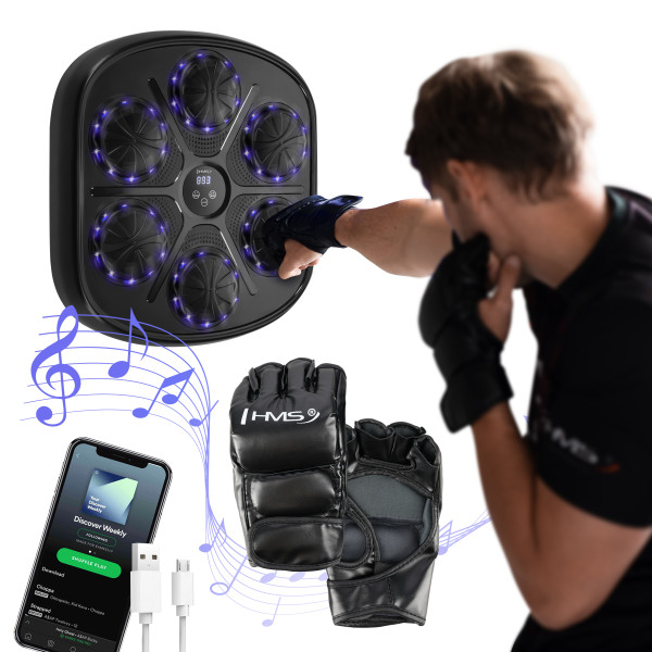 ELEKTRONISCHE BOXWAND BLUETOOTH MIT MUSIK UND HANDSCHUHEN HMS
