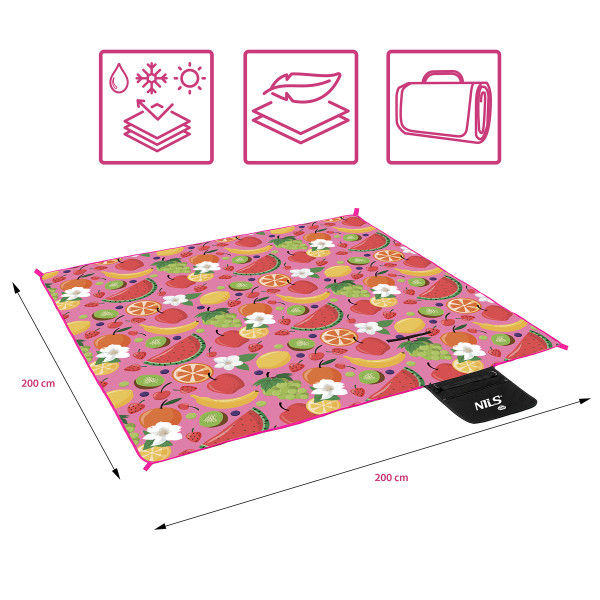 PICKNICKDECKE OBST 200×200 PE ALU NILS CAMP