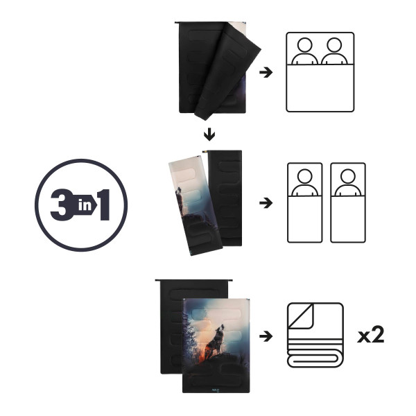 SCHLAFSACK 3-IN-1 DOPPELT WOLF NILS CAMP