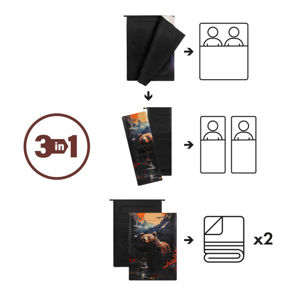 SCHLAFSACK 3-IN-1 DOPPELT BEAR NILS CAMP
