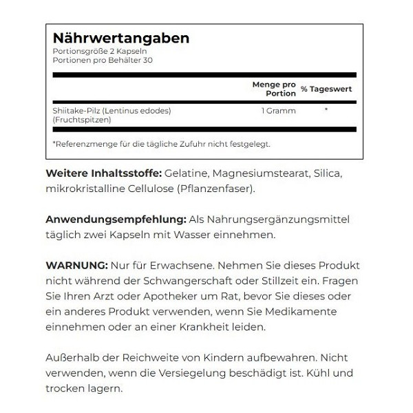 Swanson Full Spectrum Shiitake Mushroom 500mg - 60 Kapseln