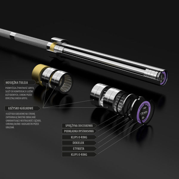 OLYMPISCHE LANGSTANGE 220 CM HMS MIT VERSCHLÜSSEN LOCK JAW BLACK