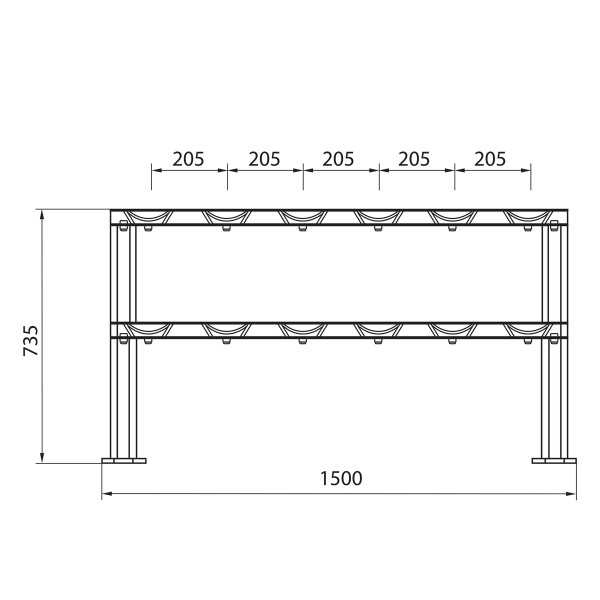 DOPPELREIHIGER HANTELSTÄNDER FÜR 6 PAARE COMMERCIAL HMS